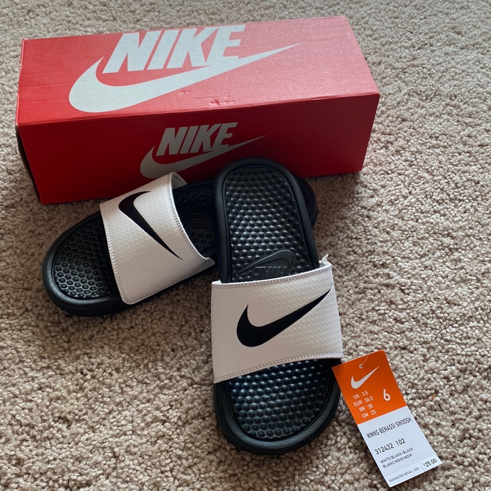 New! Nike's Benassi swoosh slide sandals